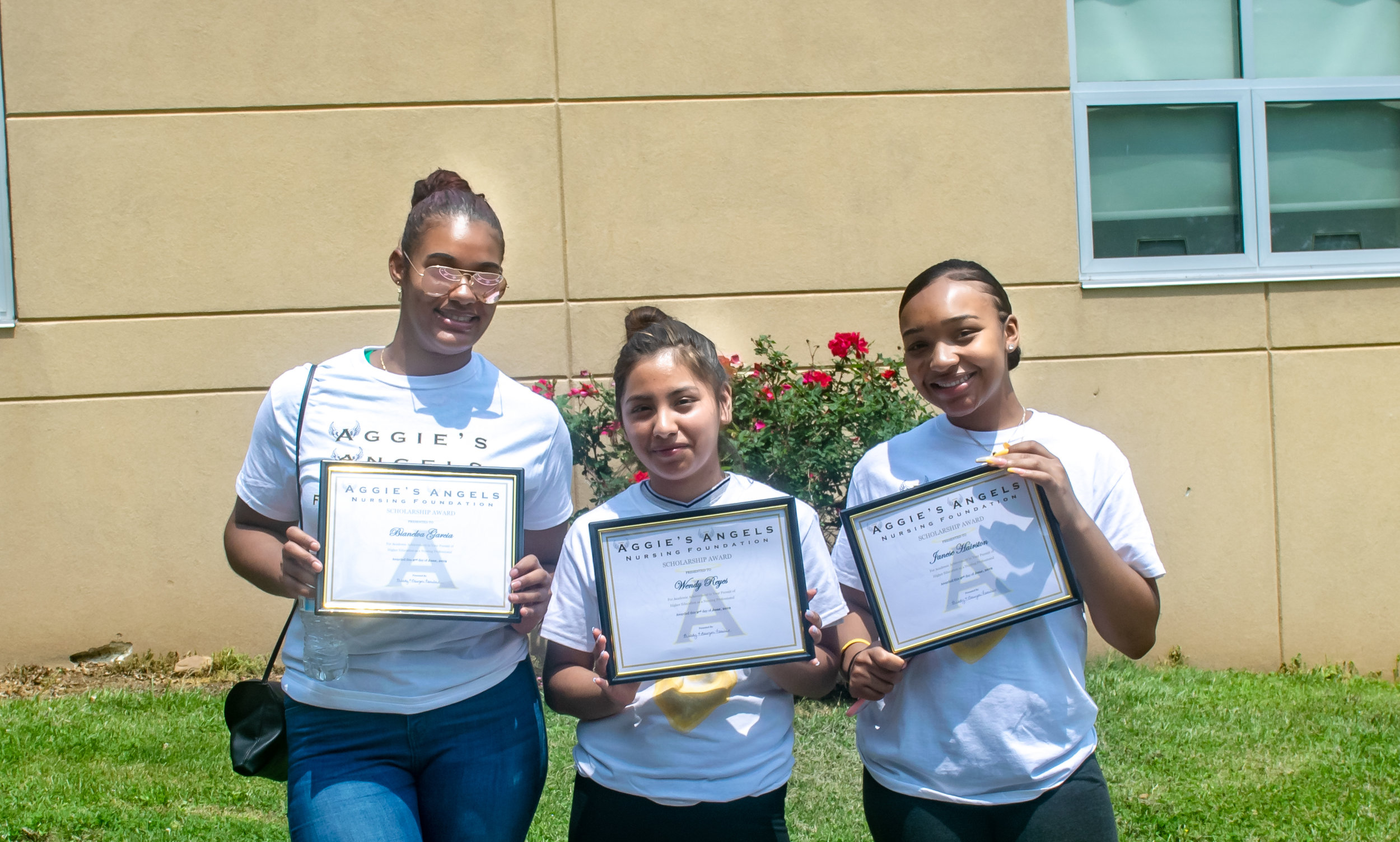  Three ambitious high school students awarded grants toward nursing school! Aggie's Angels Foundation for aspiring Nursing students Sponsored by March Construction. 
