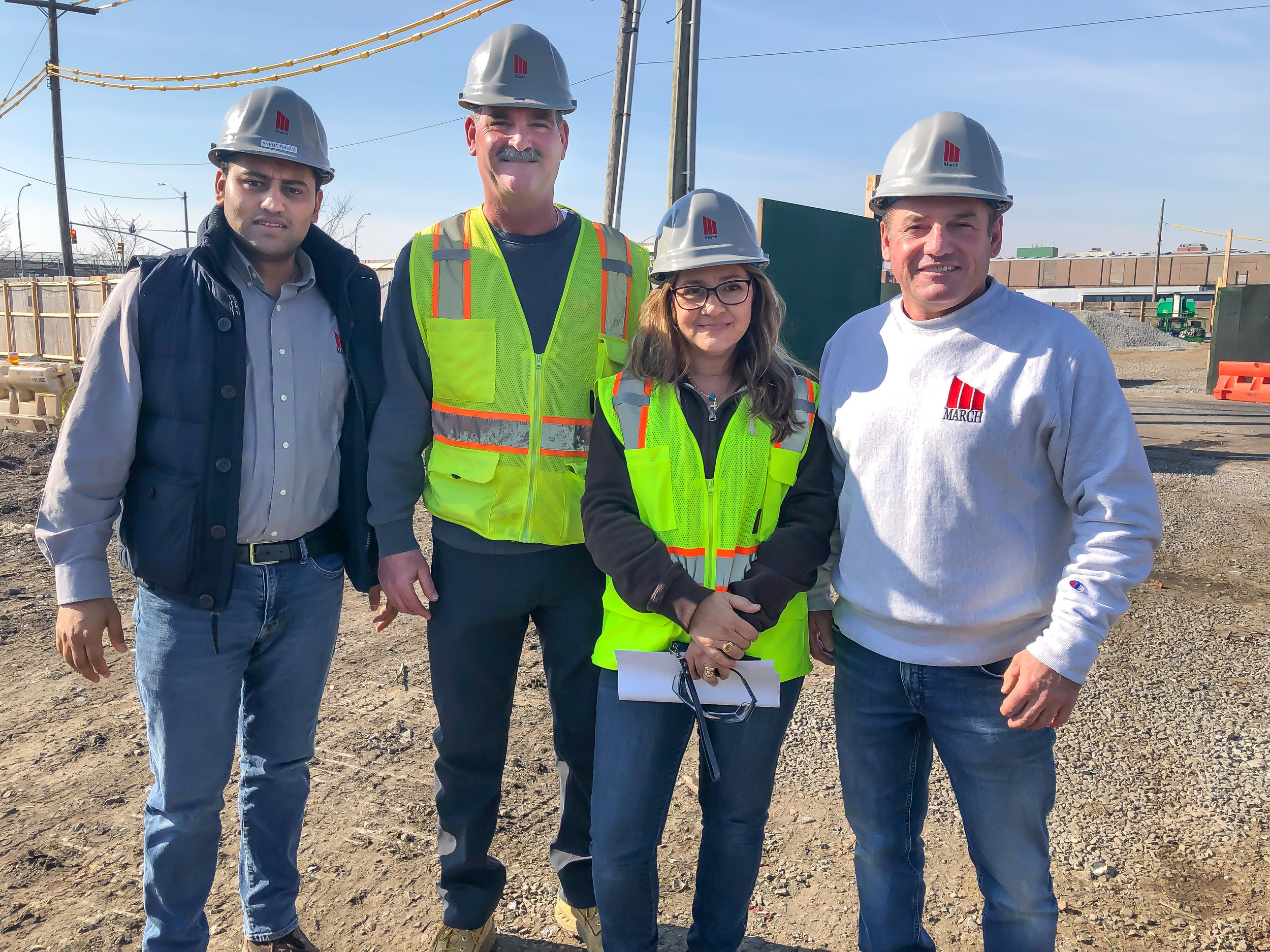 Team Photo at Brooklyn Logistics Center Safety Meeting! Ankur Bhuva, Frank Brady, Leila Stephan, Ben Turano   